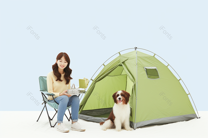 爱宠美女与宠物狗露营,高清,摄影图,摄影图片,图片大全,摄影图免费下载